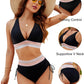 💃💃Summer Sale 49% OFF💃💃High Waisted Tummy Control Color Block Bikini Sets