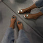 Flat sandals with clear rhinestones for women