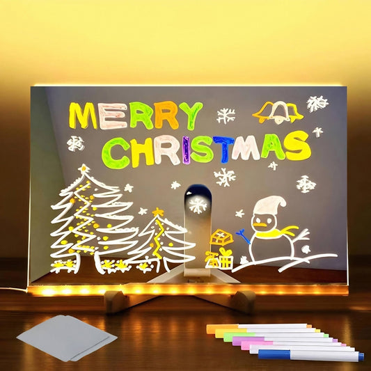 Creative Rewritable Acrylic LED Message Board 🎨 (come with 7 Pens)