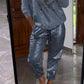Women's 2 Piece Set: Devil's Eye Gold Foil Top and Sequin Pants Set