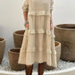 💖Women's Long Sleeve Round Neck Ruffle Dresses