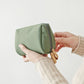Solid color cosmetic bag with double zipper