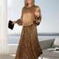 💃2025 New Arrival Pre-Sale✨Women's Long Sleeve Top & Sequin Maxi Skirt Two-Piece Set