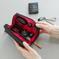 Solid color cosmetic bag with double zipper