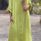 Women's Casual Solid Color Button Front Linen Shirt Dress
