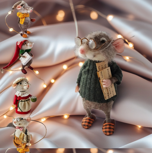 🎅🎄Cute Needle Felt Mouse For Decoration