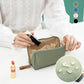 Solid color cosmetic bag with double zipper