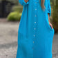 Women's Casual Solid Color Button Front Linen Shirt Dress