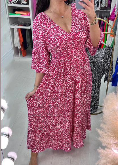 🔥SUMMER SALE 50% OFF 👗New Floral Print V Neck-Long Dress