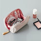 Solid color cosmetic bag with double zipper