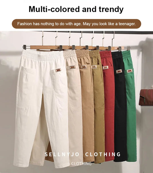 💕New Year Hot Sale 50% OFF💕💝Women's Elastic Waist Cotton Pants💝