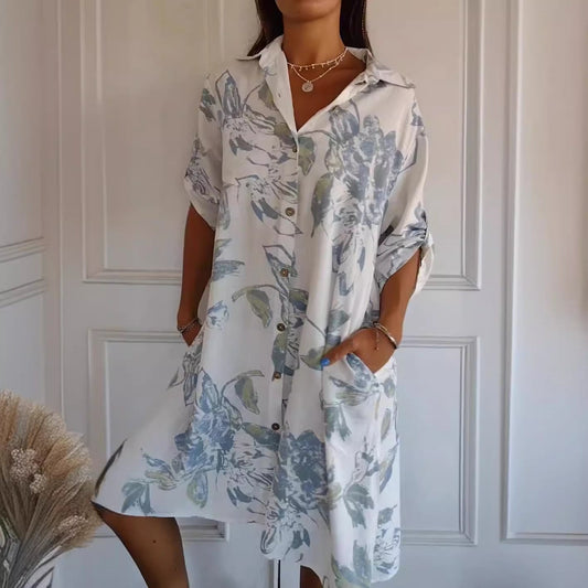 ✨Mother’s Day Sale-60% off -🎁Simple Printed Cotton and Linen Dress