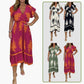 Summer Ruffle Sleeves Tie V-Neck Dress For Plus Size Girls