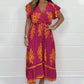 Summer Ruffle Sleeves Tie V-Neck Dress For Plus Size Girls