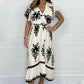Summer Ruffle Sleeves Tie V-Neck Dress For Plus Size Girls