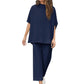 🌸Summer Hot Sale 50%OFF🌸Women's 3/4 Sleeve Capelet Wide-Leg Pants Set