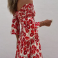 Floral Open Shoulder Flared Sleeves Long Dress