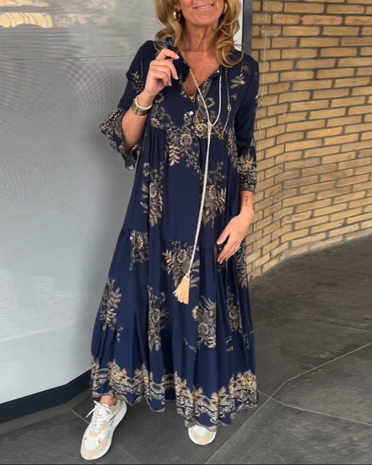 🔥Hot Sale 50% OFF🔥👗Loose-Fitting Vintage V-neck Dress✈️30 Days No Reason Return + Free Shipping✈️