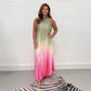 💟💃 Gradient Pleated Halter Neck Dress