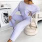 🍁Spring New Releases🍁Women's Solid Color Drop Shoulder Pullover and Loose Pants Set