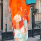 Lightweight long dress with half sleeves in floral print