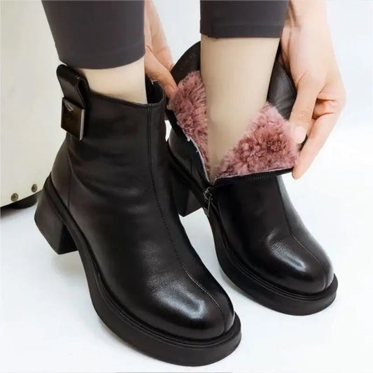 Women's Plush Zipper Chunky Ankle Boots🎁Free Shipping