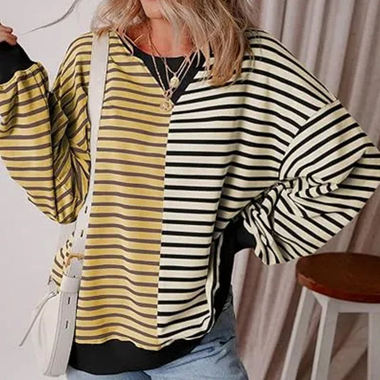 🌸Women's Casual Striped Color Block Sweatshirt💋Free Shipping