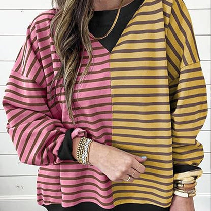 🌸Women's Casual Striped Color Block Sweatshirt💋Free Shipping