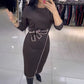 💕What should I wear tomorrow?💕Women's Fashion Waistline Long Sleeve Dress