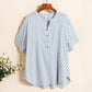 Women's Casual Oversized V-Neck Striped Top