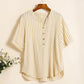 Women's Casual Oversized V-Neck Striped Top