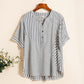 Women's Casual Oversized V-Neck Striped Top