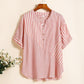 Women's Casual Oversized V-Neck Striped Top