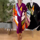 Women’s V-Neck Short Sleeves Printed Dress