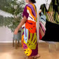 Women’s V-Neck Short Sleeves Printed Dress