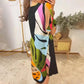 Women’s V-Neck Short Sleeves Printed Dress