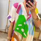Women’s V-Neck Short Sleeves Printed Dress