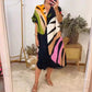 Women’s V-Neck Short Sleeves Printed Dress