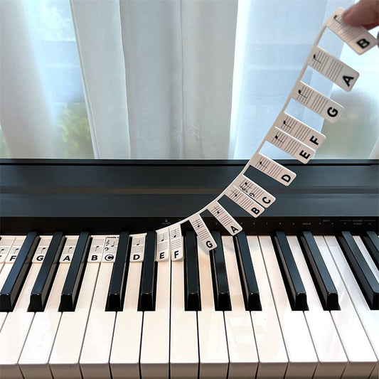 Removable piano keyboard note labels