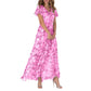 💐LAST DAY SALE 50% OFF💐Short Sleeve Long Dress with Floral Print