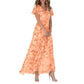 💐LAST DAY SALE 50% OFF💐Short Sleeve Long Dress with Floral Print