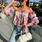 🌸Spring Specials🌸Floral Print Smocked Off-the-Shoulder Top