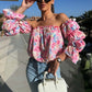 🌸Spring Specials🌸Floral Print Smocked Off-the-Shoulder Top