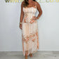 Spaghetti Strap Mesh Floral Maxi Dres