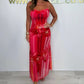 Spaghetti Strap Mesh Floral Maxi Dres