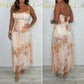 Spaghetti Strap Mesh Floral Maxi Dres
