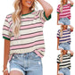 💕HOT SALE 50% OFF👕Women's Casual Striped Color Block T-Shirt👕