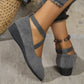 Elegant solid colour elasticated low heels