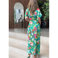 Women's Casual Print Button Shirt Dress with Irregular Lace-up