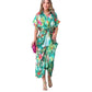 Women's Casual Print Button Shirt Dress with Irregular Lace-up